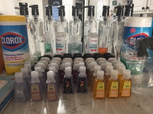 Lots of hand sanitizer.